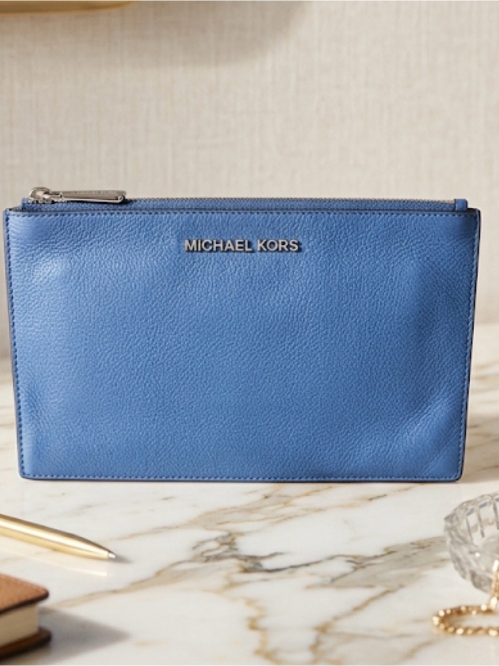 Michael Kors Blue Leather Clutch